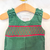 Green Christmas Smocked Overalls