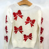 Red Bows Cream Sweater