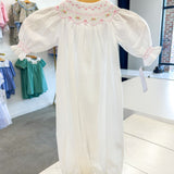 Sally White Smocked Gown