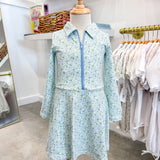 Blue Floral Collar Tennis Dress