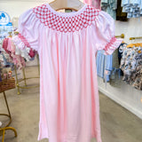 Rosy Holiday Smocked Pima Bishop Dress