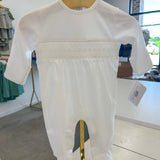 Emery White Smocked Footie