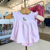Mini Mallard Embroidered Ruffle Pink Diaper Set