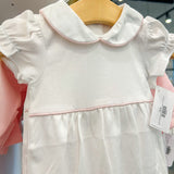 Isabella White Bubble With Pink Piping