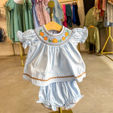 Blue Pumpkin Smocked Bloomer Set