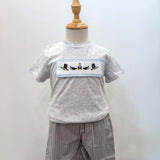 Light Gray Mallard Smocked Shorts Set