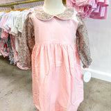 Pink Corduroy Floral Print Dress