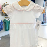 Isabella White Bubble With Pink Piping