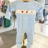 Baseball Blue Striped Footie