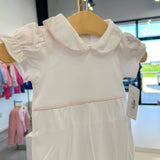 Isabella White Bubble With Pink Piping