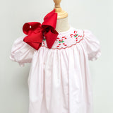 Candy Canes Smocked Pink Bishop Dress