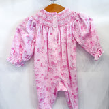Girls Pink French Toille Footie