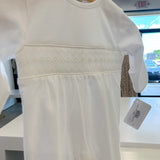 Emery White Smocked Footie