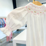 Sally White Smocked Gown