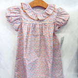 Claire Orange & Mint Flowers Dress