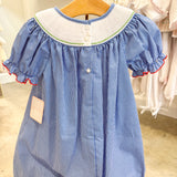 Farm Girl's - Blue Gingham Bishop Dress