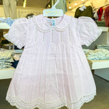 Pink/White Collared Lace Dress