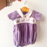 Noah LSU Purple Gingham Embroidered Bubble