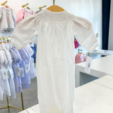 Emery White Smocked Gown