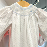 Tim Blue Dots Smocked Gown