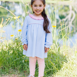 Audrey Pant Set- Light Blue Stripes/Pink