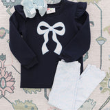 Blue Blooms Ruffle Sweatshirt Set