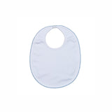 White Bib - Blue Picot Trim
