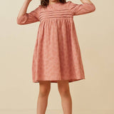 Rose Pleated Embroidered Dress