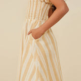 Mya Yellow Striped Smocked Dress