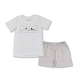White/Plaid Duck Shorts Set
