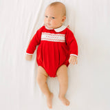 Chris & Eve's LS Red Smocked Boys Bubble