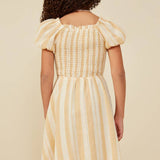 Mya Yellow Striped Smocked Dress