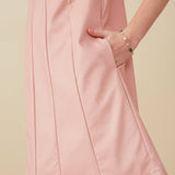 Blush Pleated Vegan Leather Dress