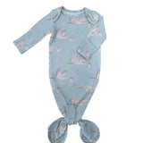Baby Boy Blue Storks- Knotted Infant Gown