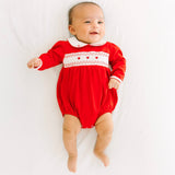 Chris & Eve's LS Red Smocked Girls Bubble