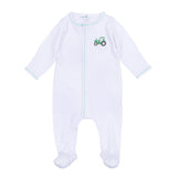 Lil' Green Tractor Embroidered Footie