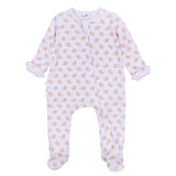 Touchdown Cutie Printed Ruffle Zipper Footie- Pink