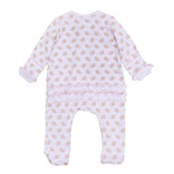 Touchdown Cutie Printed Ruffle Zipper Footie- Pink