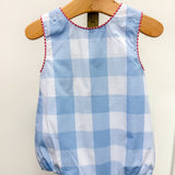 Light Blue Gingham American Flag Romper