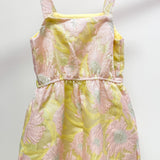 Pink Floral Jacquard Square Neck Dress