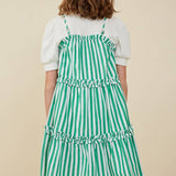 Girls Green Striped Poplin Dress