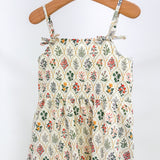 Beige Block Print Poplin Dress