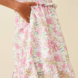 Girls Pink Floral Flutter Tank Dress