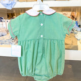 Santa Face Boy's Green Gingham Bubble