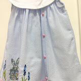 Blue Bunnies Seersucker Yoke Dress
