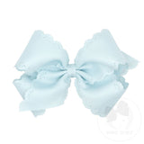 Small King Grosgrain Bow With Eyelet Flower Embossed Edges Blue Vapor