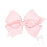 Small King Grosgrain Bow With Eyelet Flower Embossed Edges Powder Pink