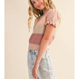 Pink Colorblock Sweater Top