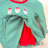 Green Striped Santa Bloomer Set