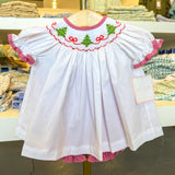 Red Gingham Christmas Tree Bishop Bloomer W/Bows